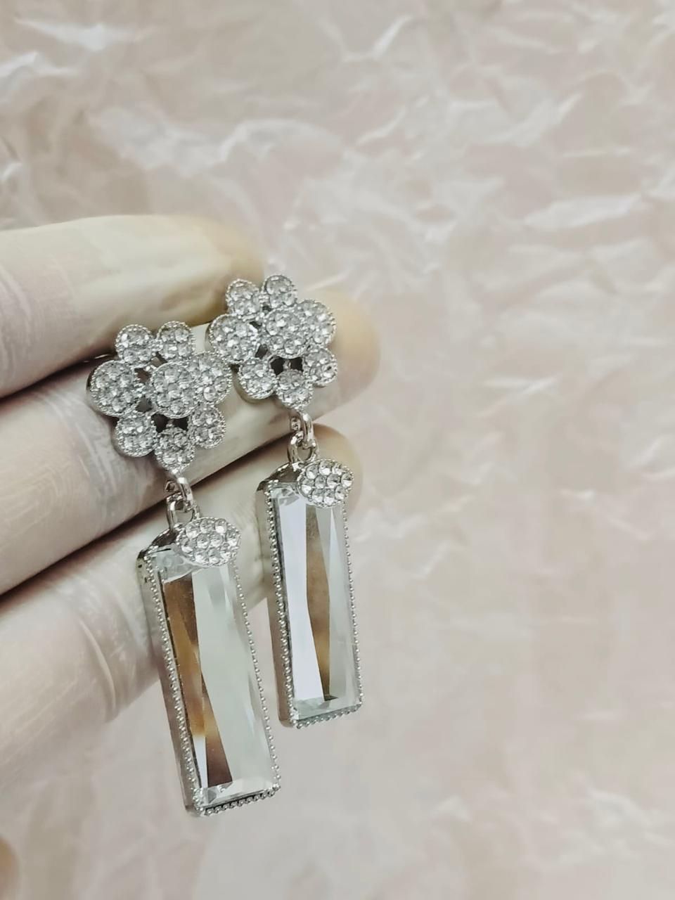 Sitarah Sheen – Icy Silver Drop Earrings