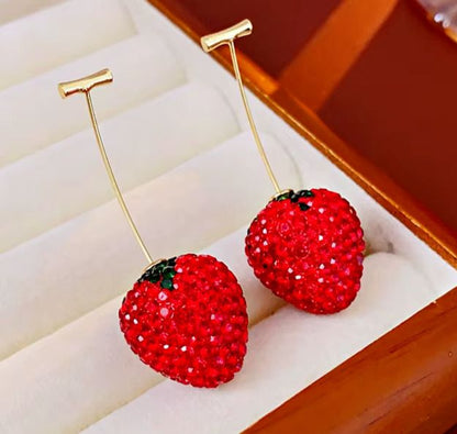 Strawberry Crystal Drop Earrings