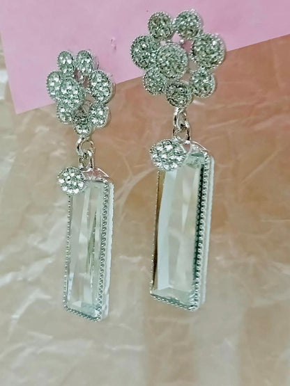 Sitarah Sheen – Icy Silver Drop Earrings