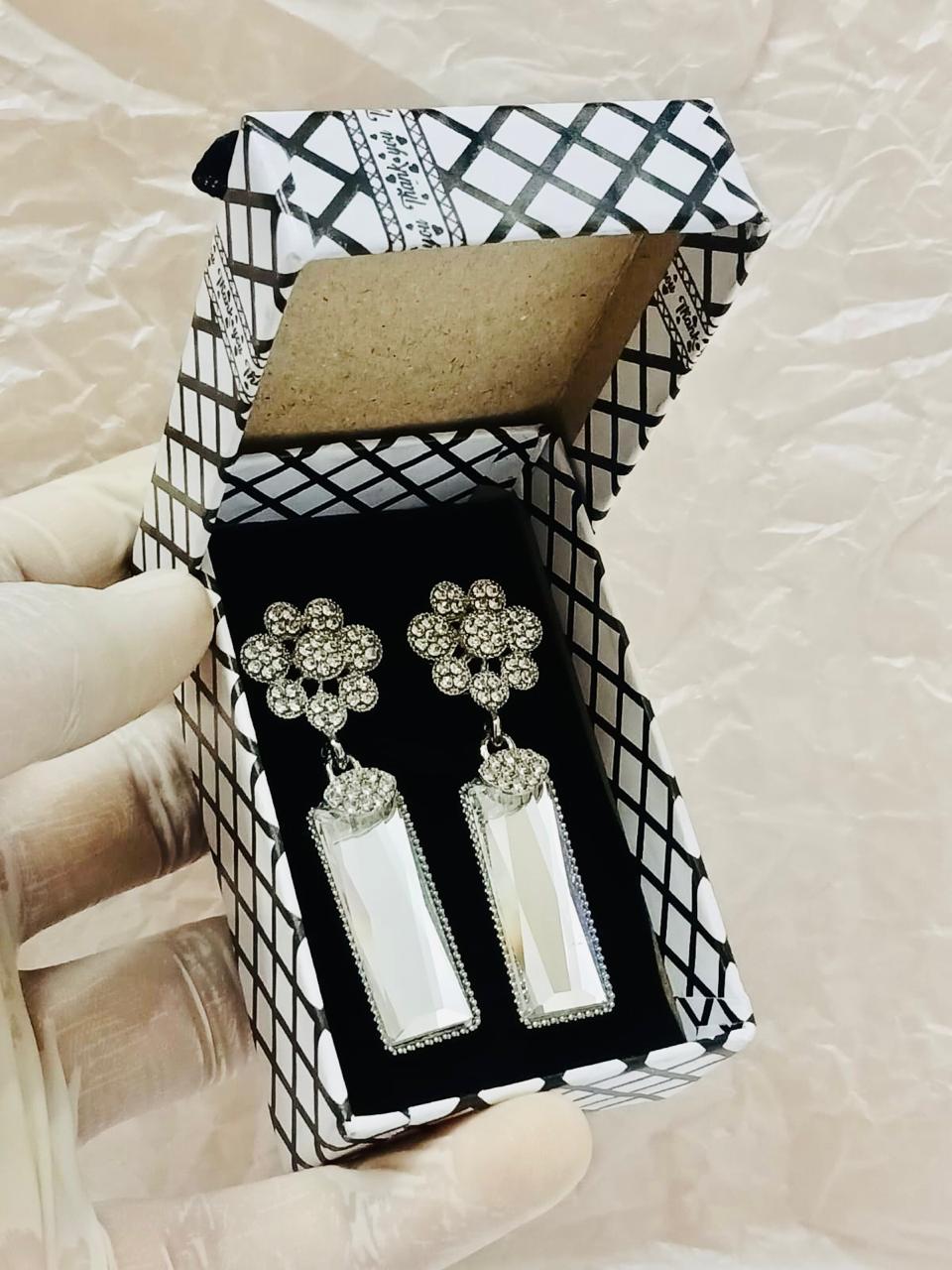 Sitarah Sheen – Icy Silver Drop Earrings