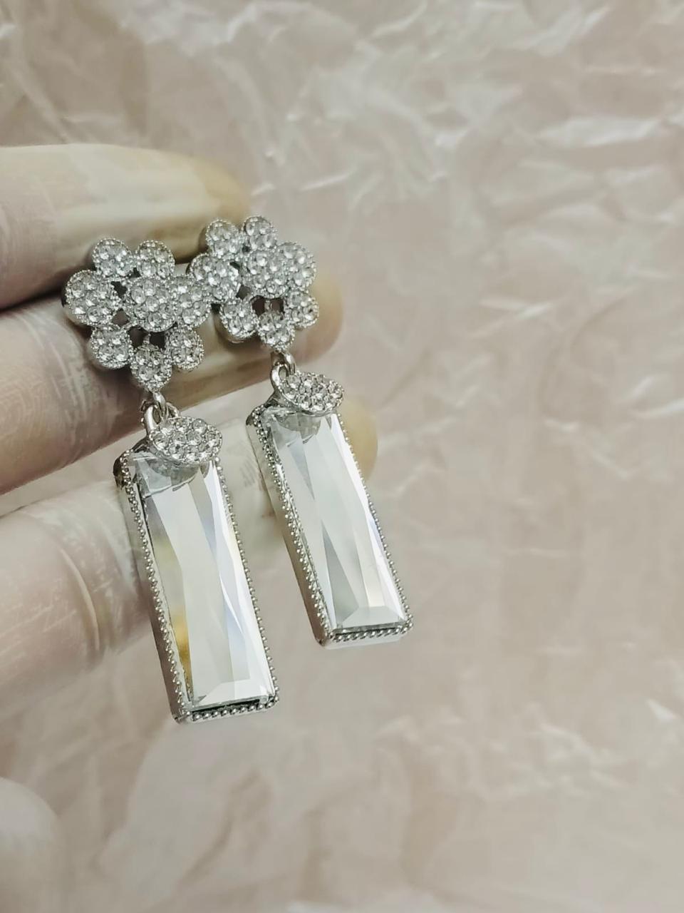 Sitarah Sheen – Icy Silver Drop Earrings