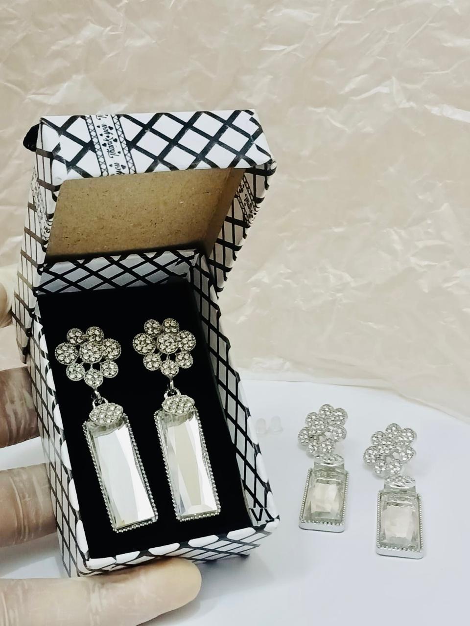 Sitarah Sheen – Icy Silver Drop Earrings