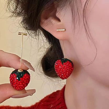 Strawberry Crystal Drop Earrings