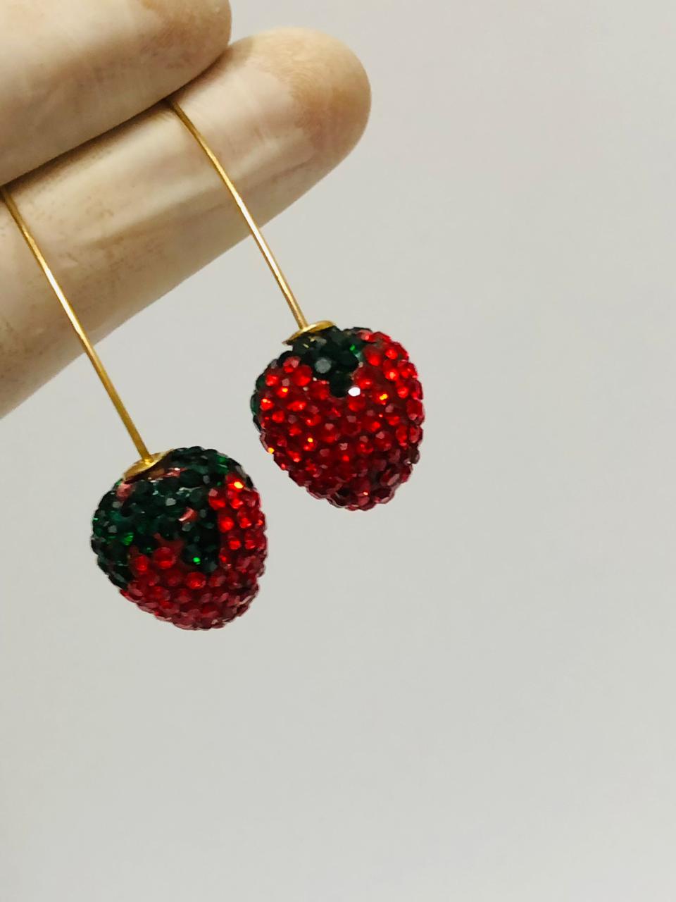 Strawberry Crystal Drop Earrings