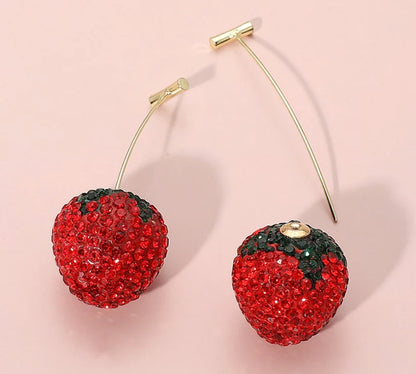 Strawberry Crystal Drop Earrings
